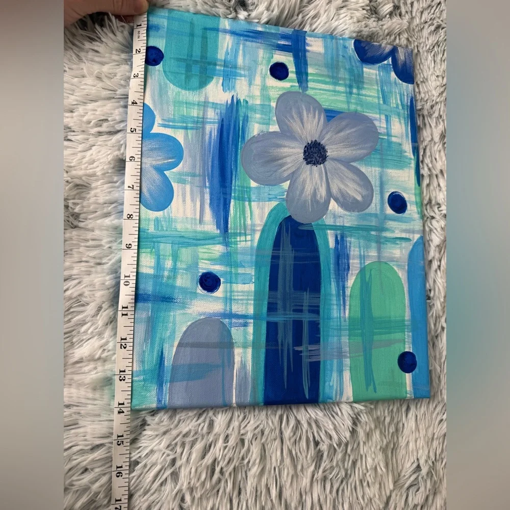 Hand-painted 🎨 Abstract Floral Canvas Art - Picture 2 of 4